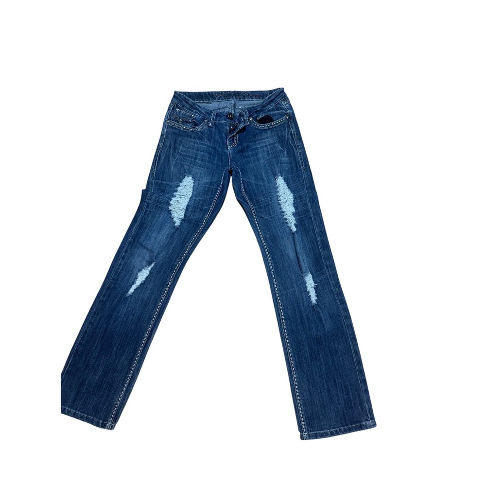 Sweet Look Jeans USA Womens Size 9 Distressed Bootcut Embellished Rhinestone